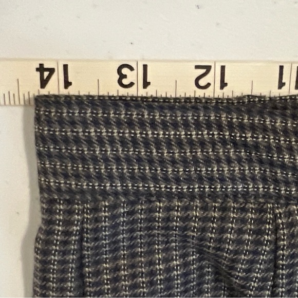 VTG Plaid Worsted Wool Navy Black Gray 28 Pleated High Rise Straight Leg Pants - Picture 10 of 15